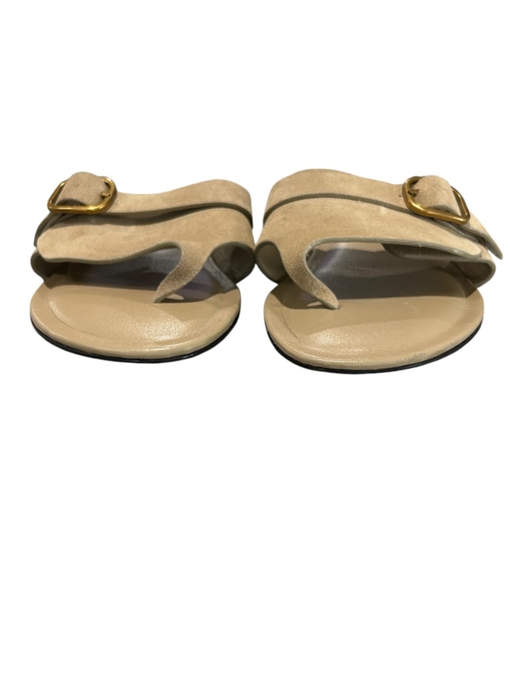 Zara Suede Leather Buckle Sandals In Camel Tan Slip On Size 37 - Picture 4 of 12